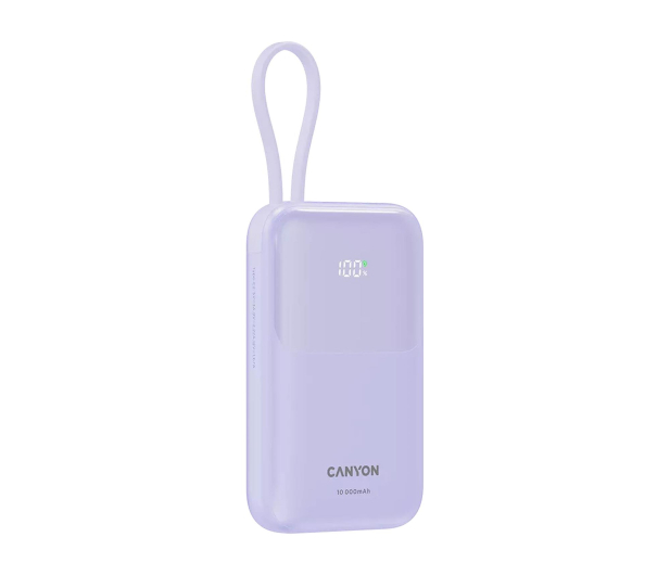 CANYON Powerbank OnPower 101 z kablem 10000 mAh PD22.5W Fioletowy - 1320626 - zdjęcie 3